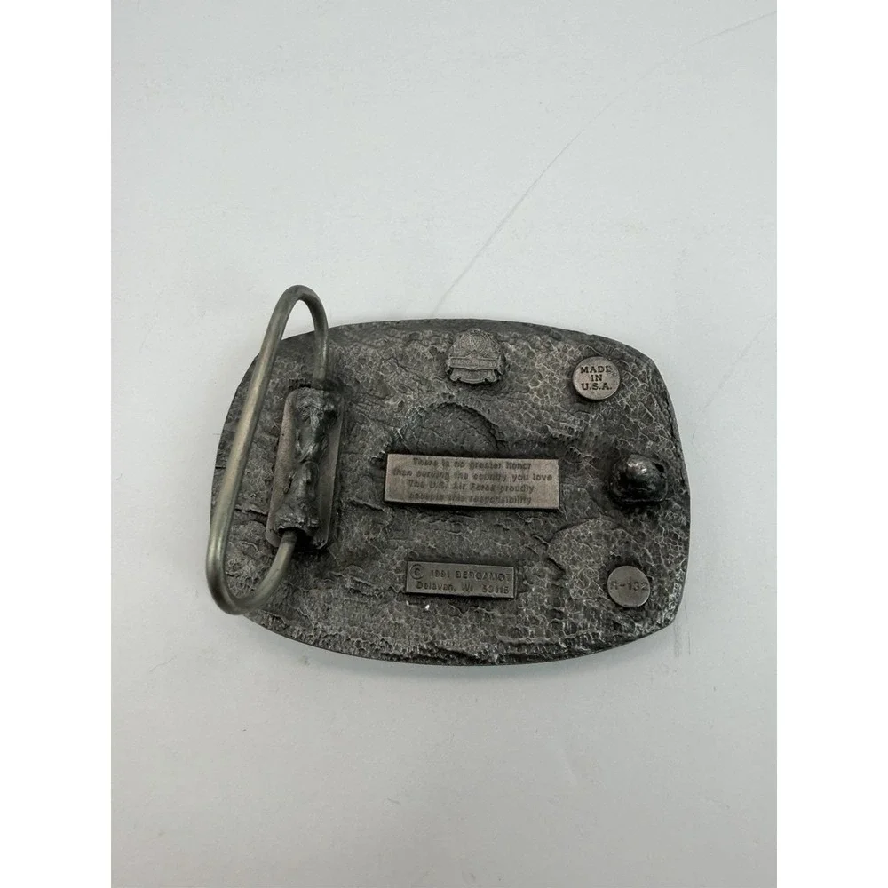 US Air Force Belt Buckle USAF Military Aircraft Airplane Plane Vintage 1991 USA